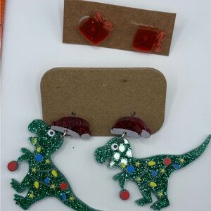 84- 2 pair Christmas Glitter Earrings